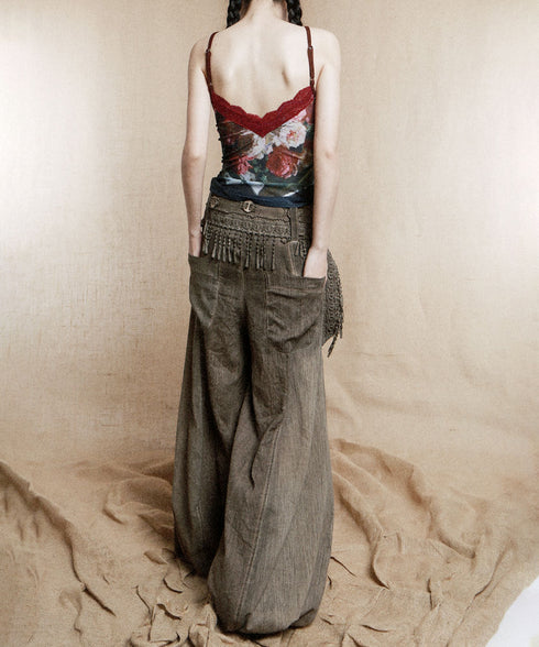 Tassel Belt Lantern Pants